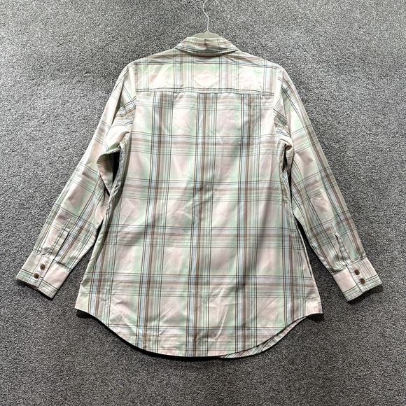 Pendleton Button‎ Up Blouse Top Women 6 Green Plaid Long Sleeve Pockets Cotton - Picture 2 of 12
